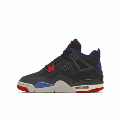 GS Air Jordan 4 - 'Black/Fire Red/Deep Royal Blue'