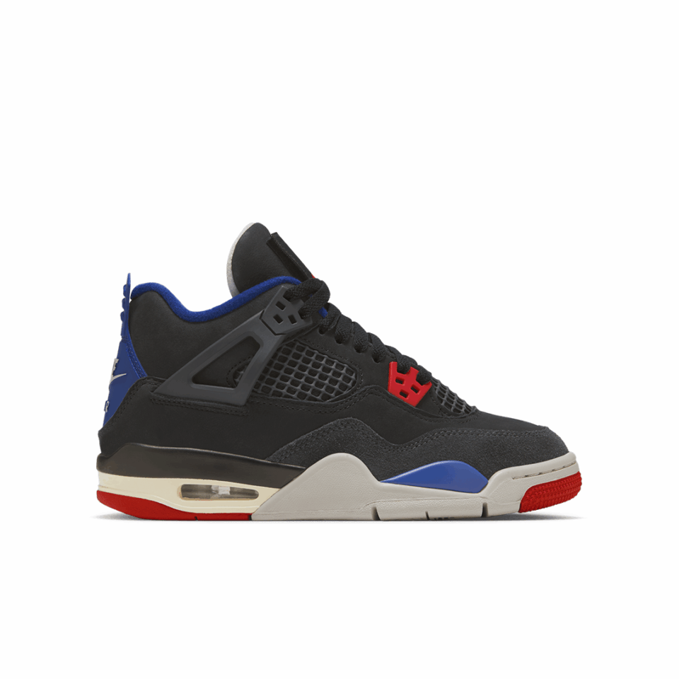 GS Air Jordan 4 - 'Black/Fire Red/Deep Royal Blue'