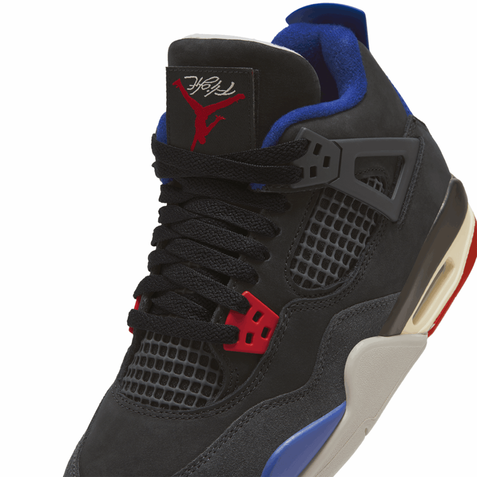 GS Air Jordan 4 - 'Black/Fire Red/Deep Royal Blue'