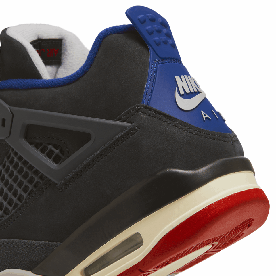 GS Air Jordan 4 - 'Black/Fire Red/Deep Royal Blue'