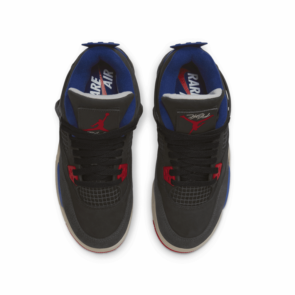 GS Air Jordan 4 - 'Black/Fire Red/Deep Royal Blue'