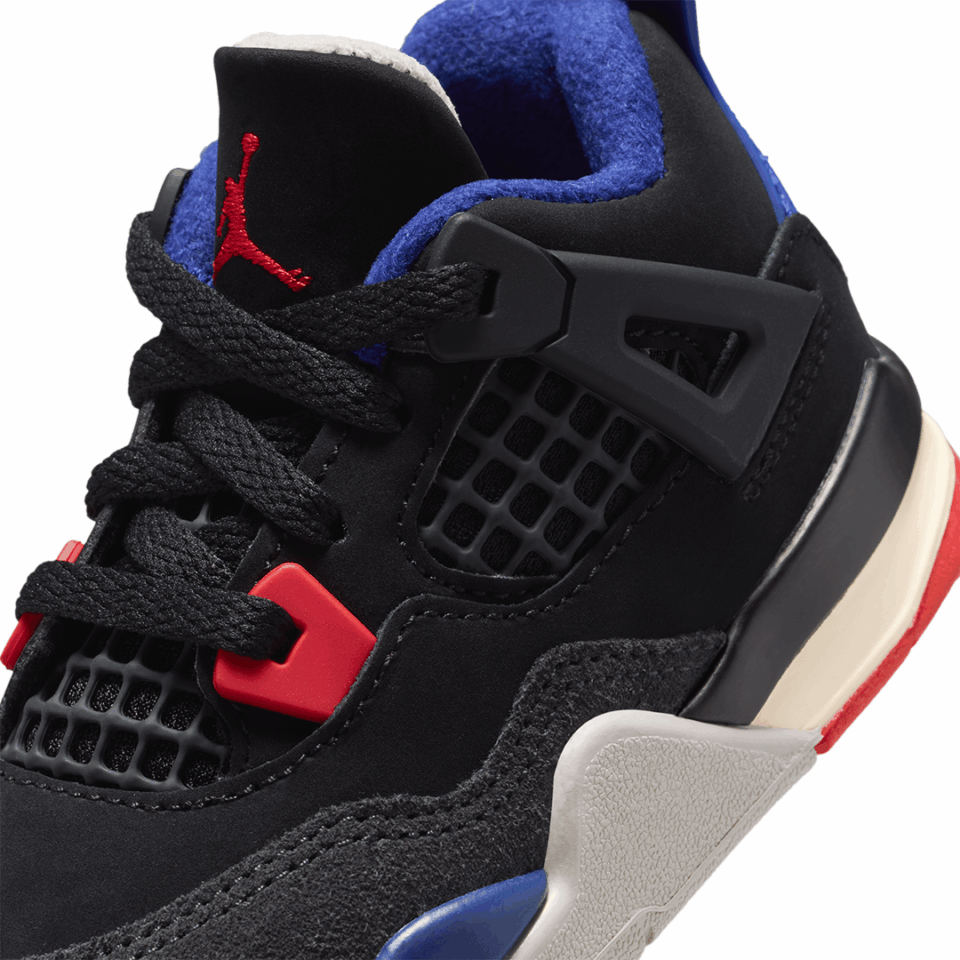 TD Air Jordan 4 - 'Black/Fire Red/Deep Royal Blue'