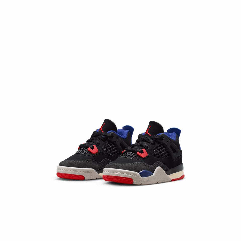 TD Air Jordan 4 - 'Black/Fire Red/Deep Royal Blue'