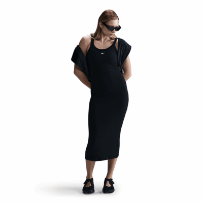WMNS Nike Chill Knit Tight Mini-Rib Tank Dress - 'Black/Sail'