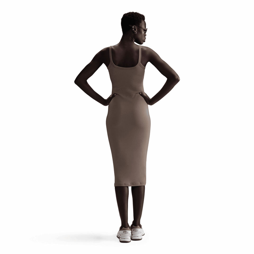 WMNS Nike Chill Knit Tight Mini-Rib Tank Dress - 'Mink Brown/Mink Brown'