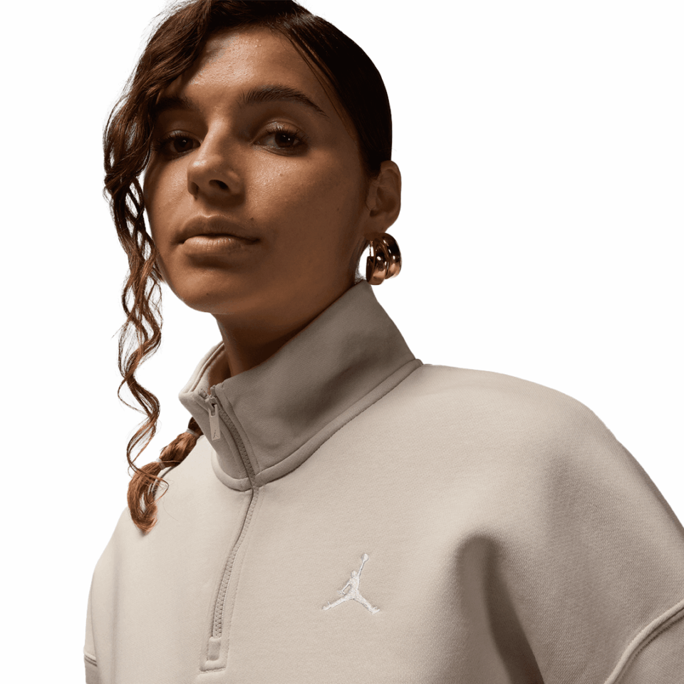 WMNS Jordan Quarter Zip L/S Top - 'Light Orewood Brown/White'