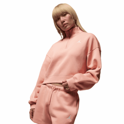 WMNS Jordan Quarter Zip L/S Top - 'Light Madder Root/White'