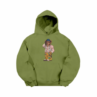 Market Folk Fitted Bear Hoodie - 'Sphagnum'
