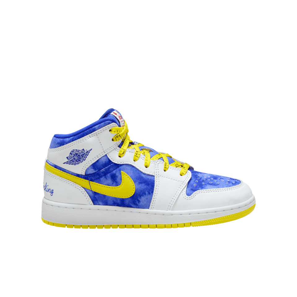 GS Air Jordan 1 Mid Sneaker School - 'White/Racer Blue'