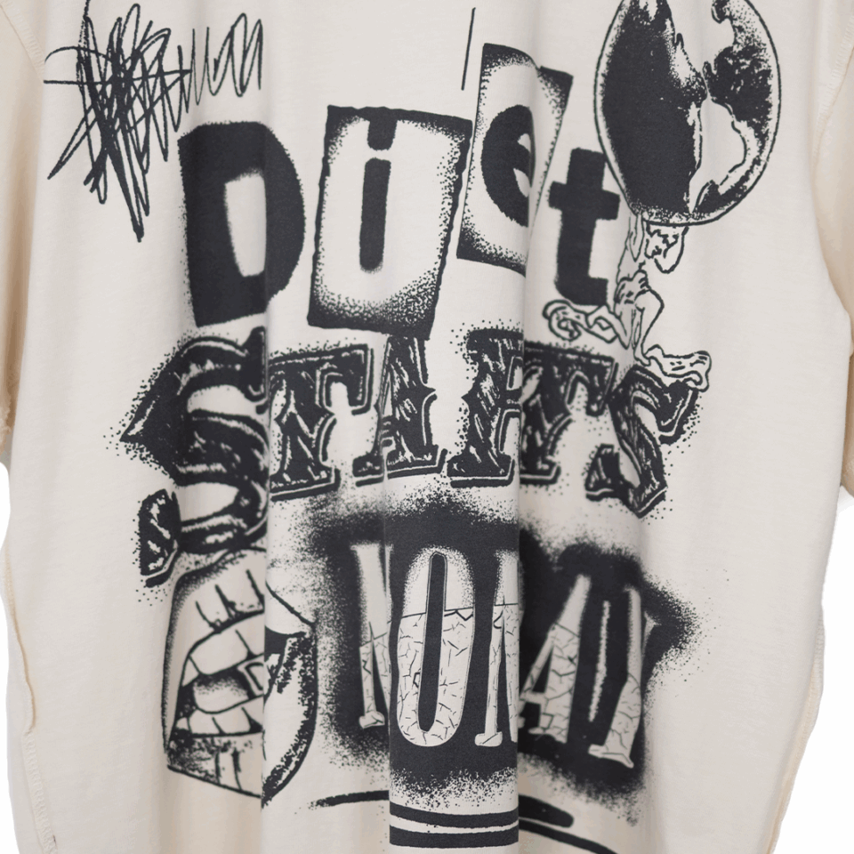Diet Starts Monday Spray Paint Tee - 'Antique White/Black'