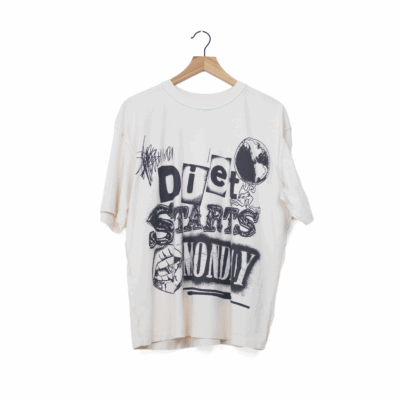 Diet Starts Monday Spray Paint Tee - 'Antique White/Black'