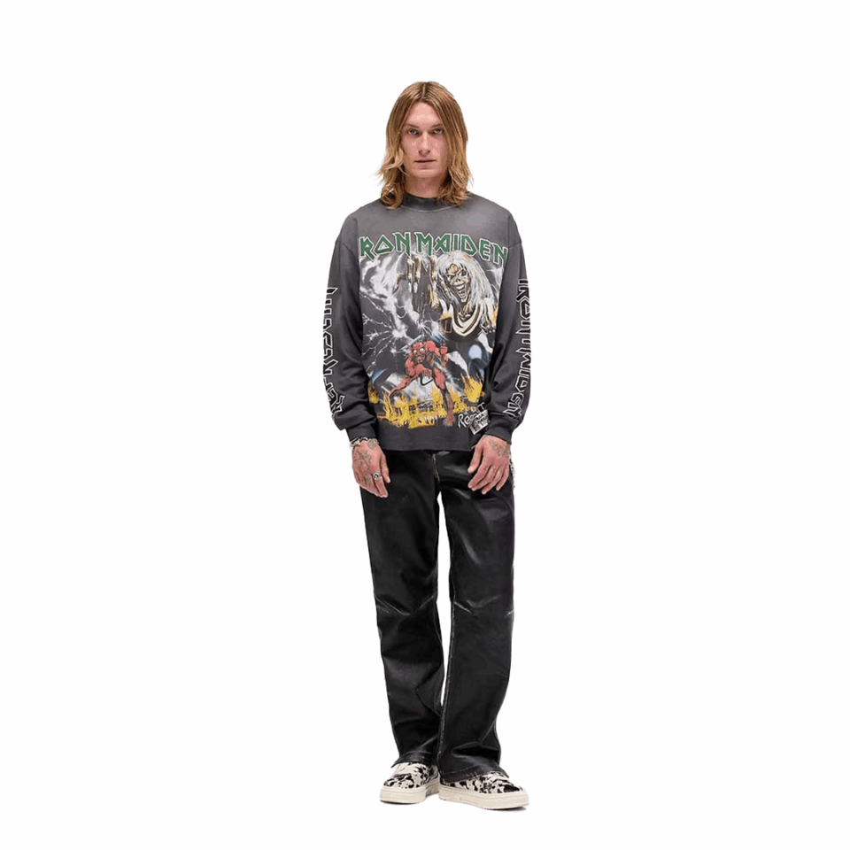 Represent Iron Maiden X Number Of The Beast L/S Tee - 'Sunfade Grey'