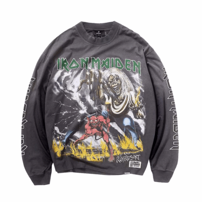 Represent Iron Maiden X Number Of The Beast L/S Tee - 'Sunfade Grey'