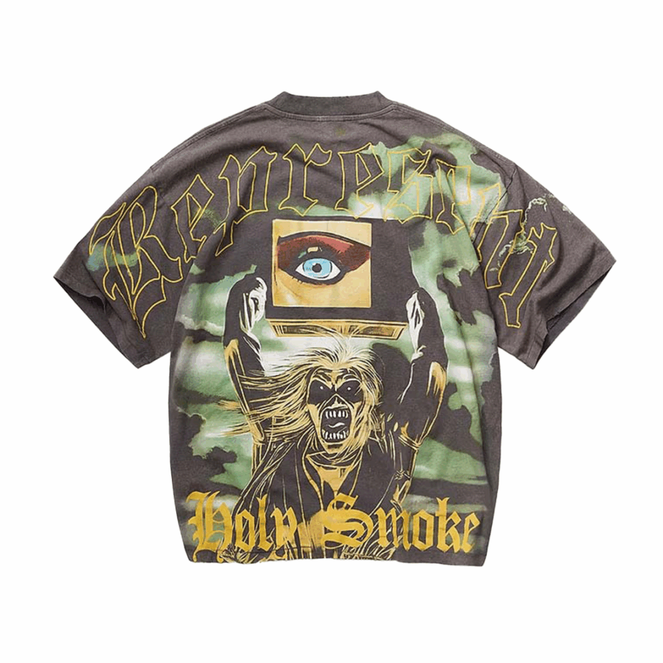 Represent Iron Maiden X Holy Smoke Tee - 'Sunfade Grey'