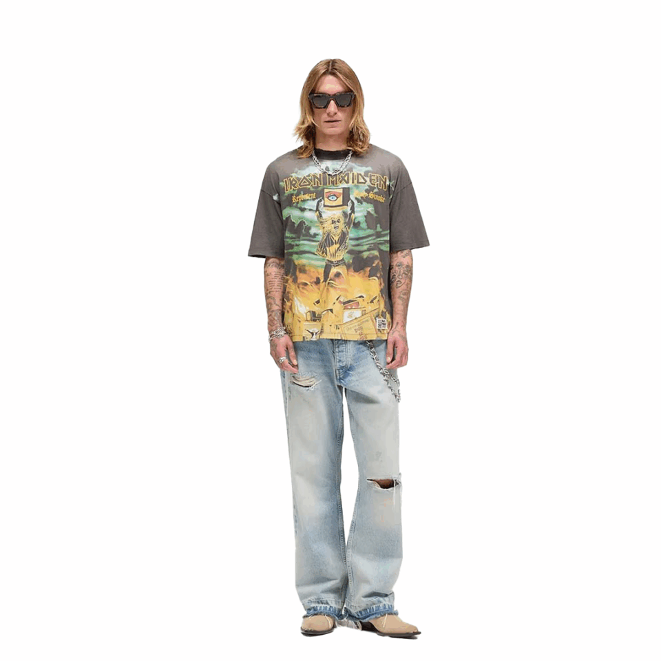 Represent Iron Maiden X Holy Smoke Tee - 'Sunfade Grey'