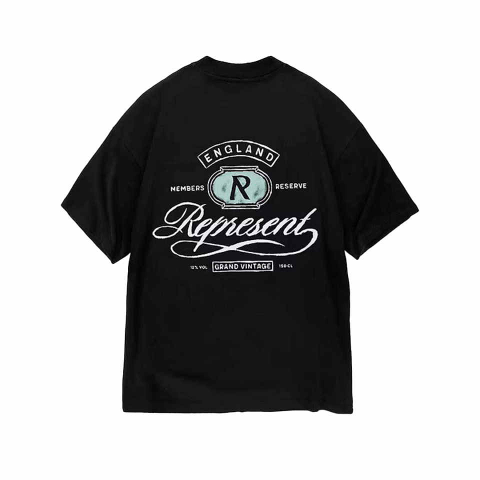 Represent Grand Vintage Hand Drawn Tee - 'Jet Black'
