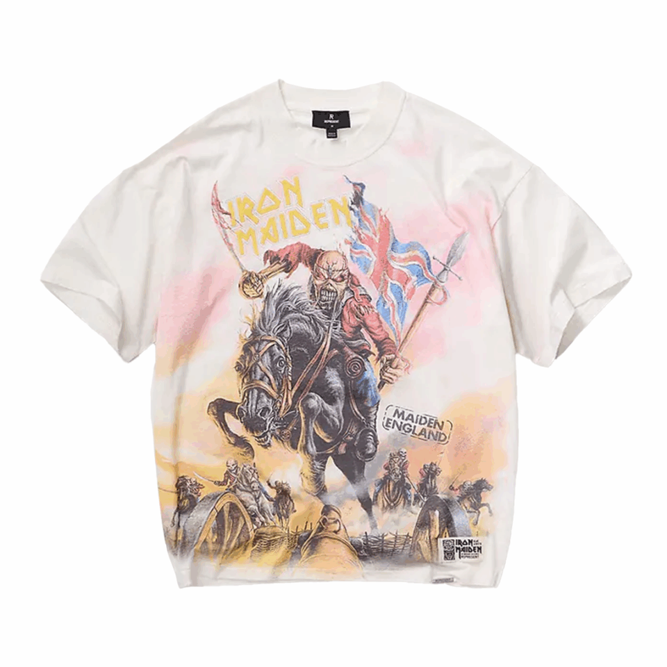Represent Iron Maiden X Steed Tee - 'Flat White'
