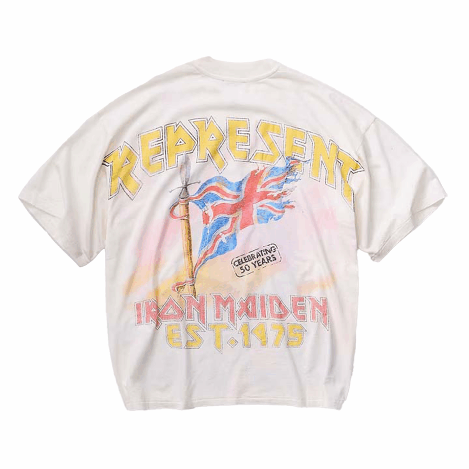 Represent Iron Maiden X Steed Tee - 'Flat White'