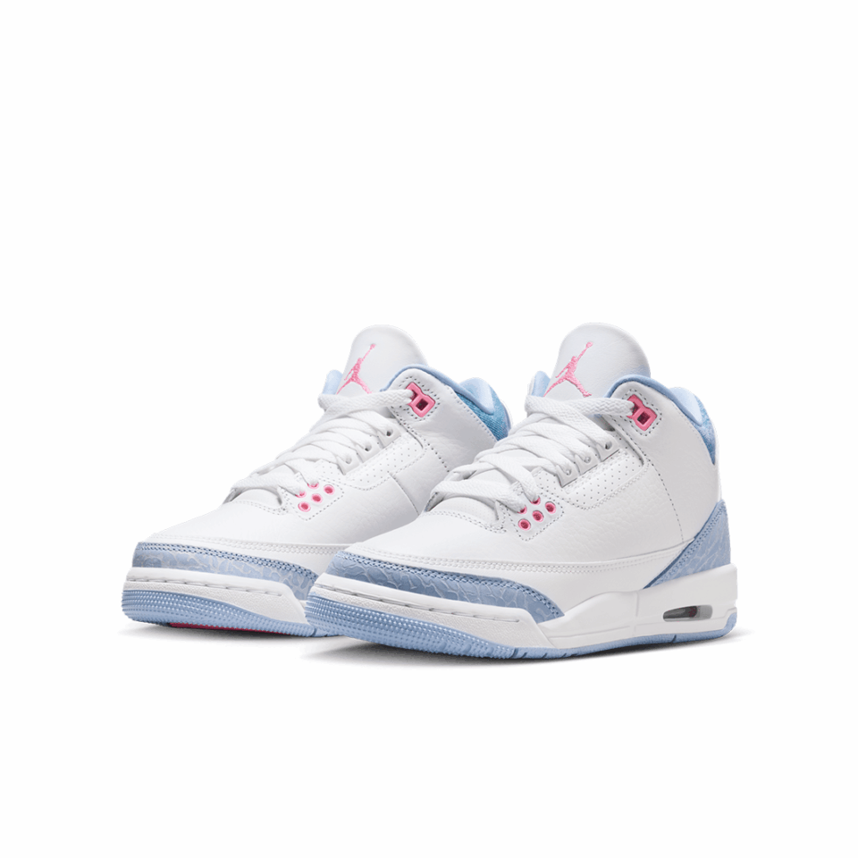 GS Air Jordan 3 - 'White/Pink Glow/Cobalt Bliss'