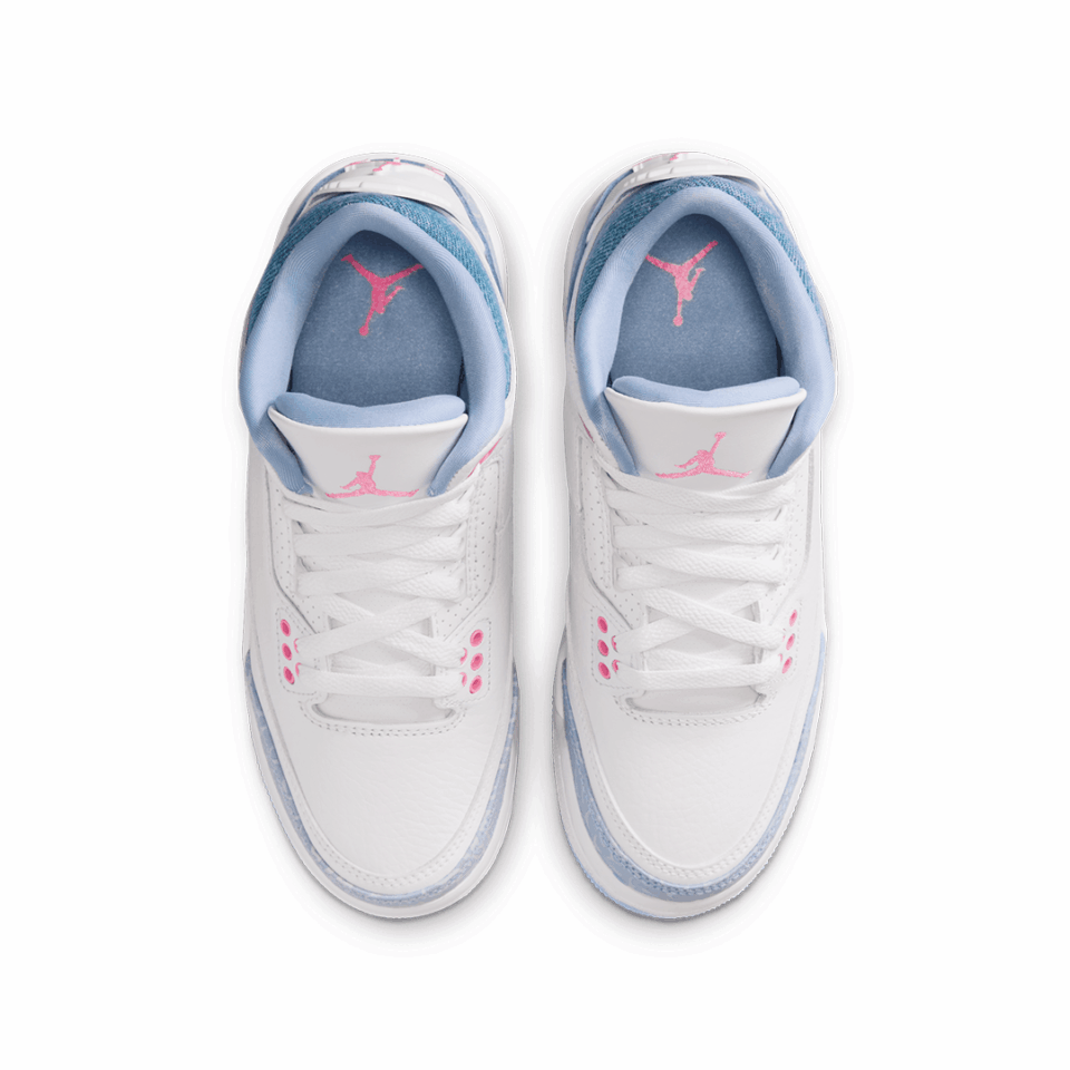 GS Air Jordan 3 - 'White/Pink Glow/Cobalt Bliss'