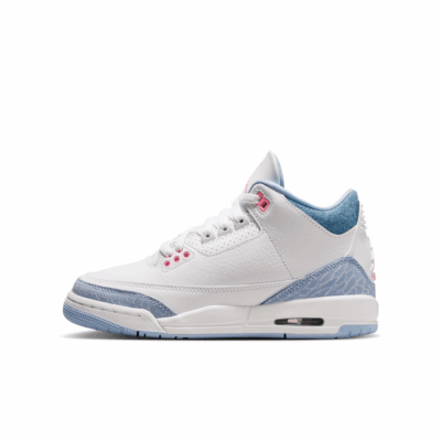 GS Air Jordan 3 - 'White/Pink Glow/Cobalt Bliss'