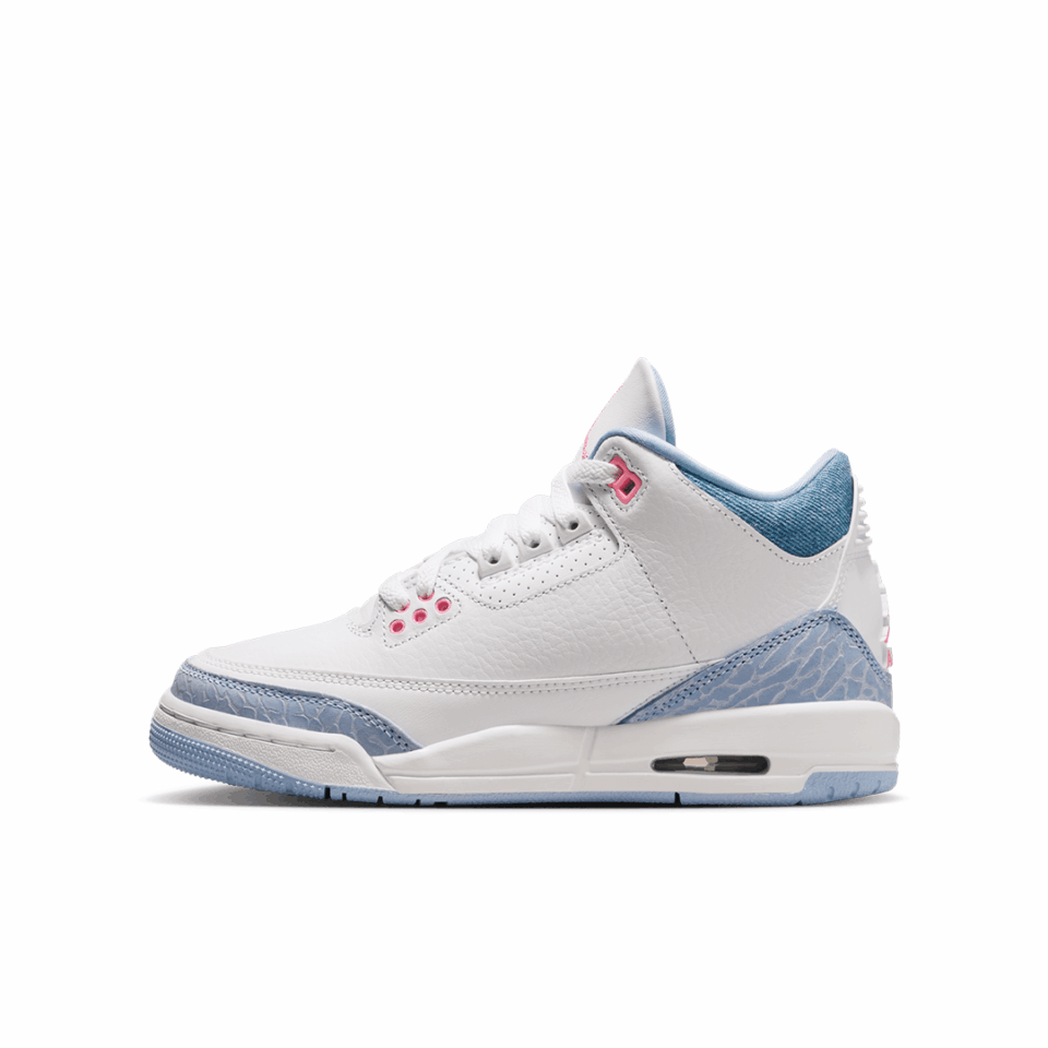 GS Air Jordan 3 - 'White/Pink Glow/Cobalt Bliss'