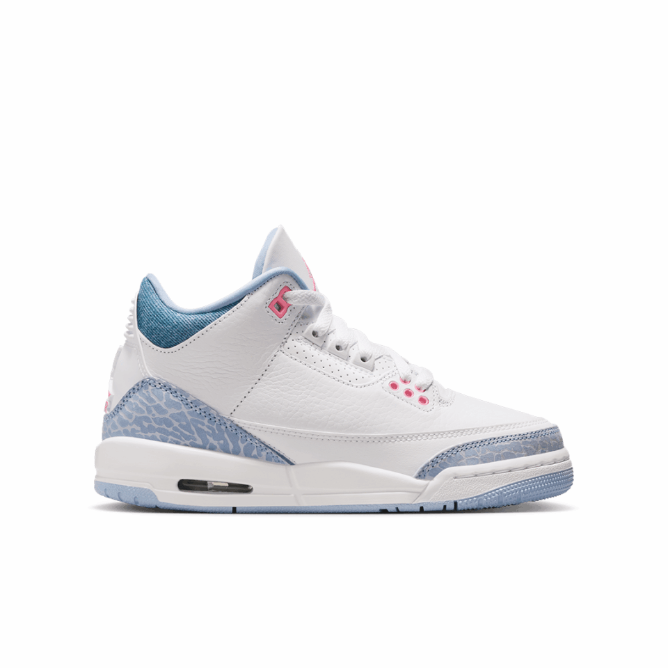 GS Air Jordan 3 - 'White/Pink Glow/Cobalt Bliss'