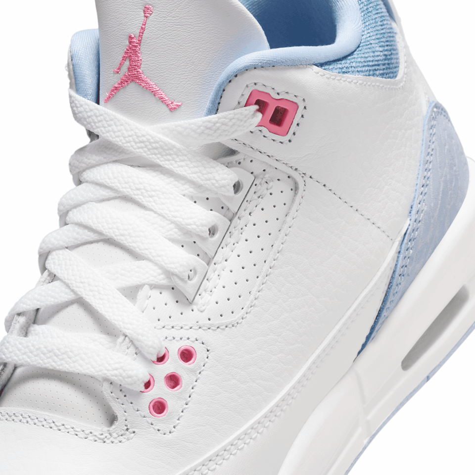 GS Air Jordan 3 - 'White/Pink Glow/Cobalt Bliss'