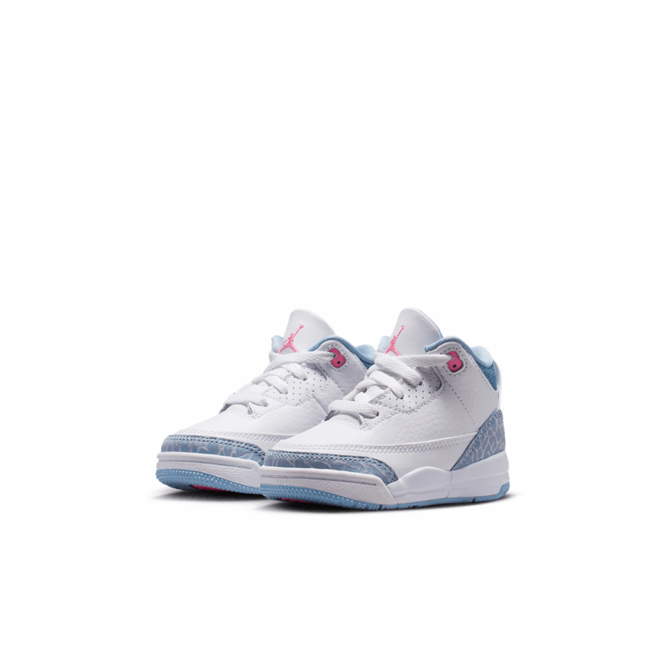 TD Air Jordan 3 - 'White/Pink Glow/Cobalt Bliss'