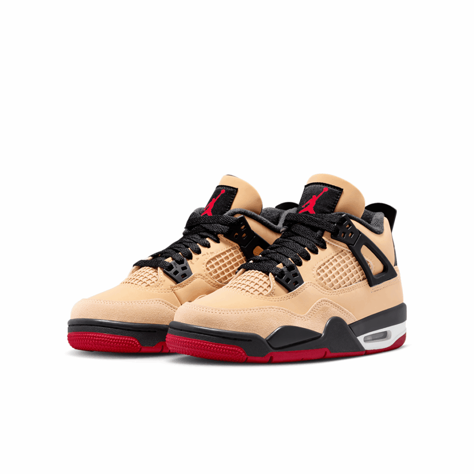 GS Air Jordan 4 - 'Sesame/Fire Red'