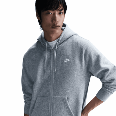Nike Club Zip Hoodie - 'Dark Grey Heather/Light Smoke Grey'