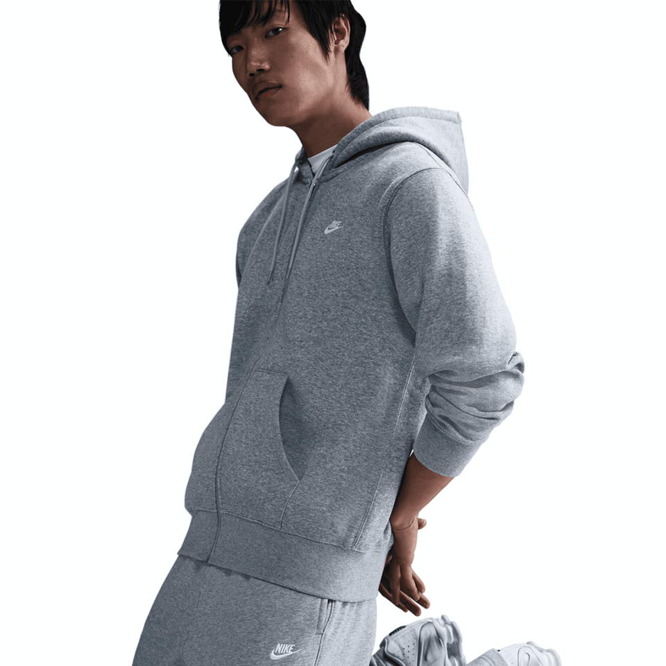 Nike Club Zip Hoodie - 'Dark Grey Heather/Light Smoke Grey'