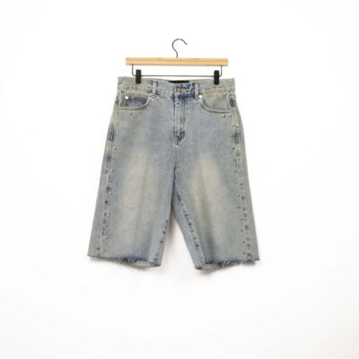 Homme Studded Denim Short - 'Blue Stone Wash'