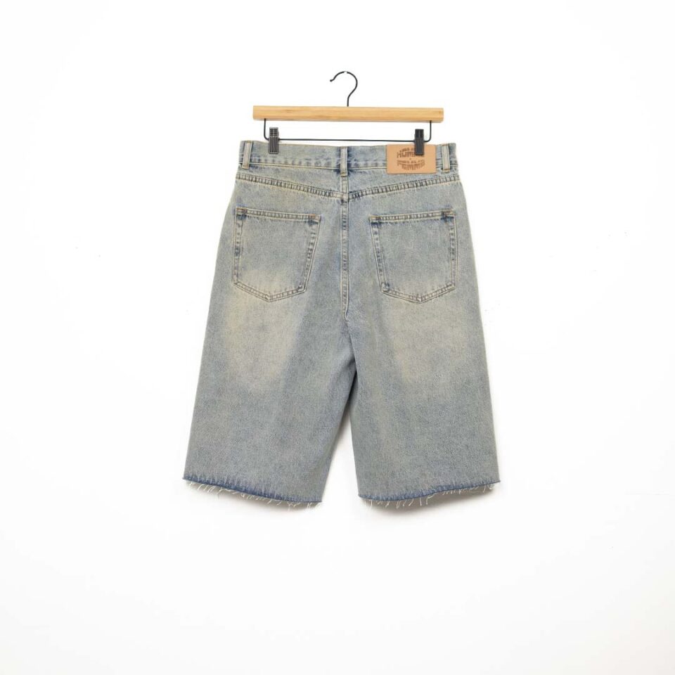 Homme Studded Denim Short - 'Blue Stone Wash'