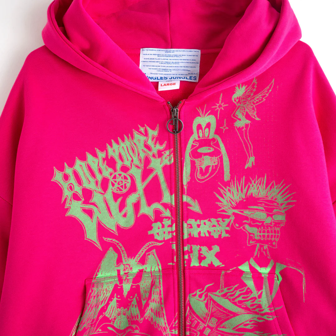 Jungles Hope You're Well Zip Hoodie - 'Pink' - Kicks Lounge
