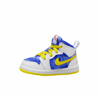 TD Air Jordan 1 Mid Sneaker School - 'White/Racer Blue'