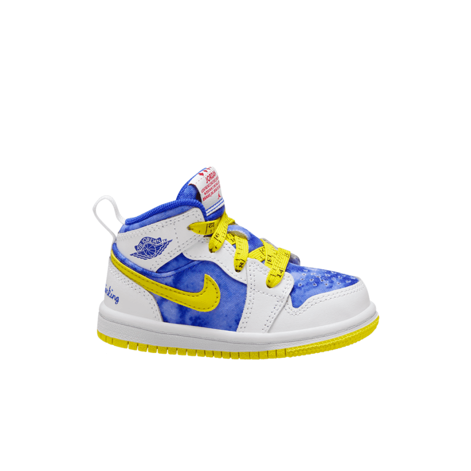 TD Air Jordan 1 Mid Sneaker School - 'White/Racer Blue'