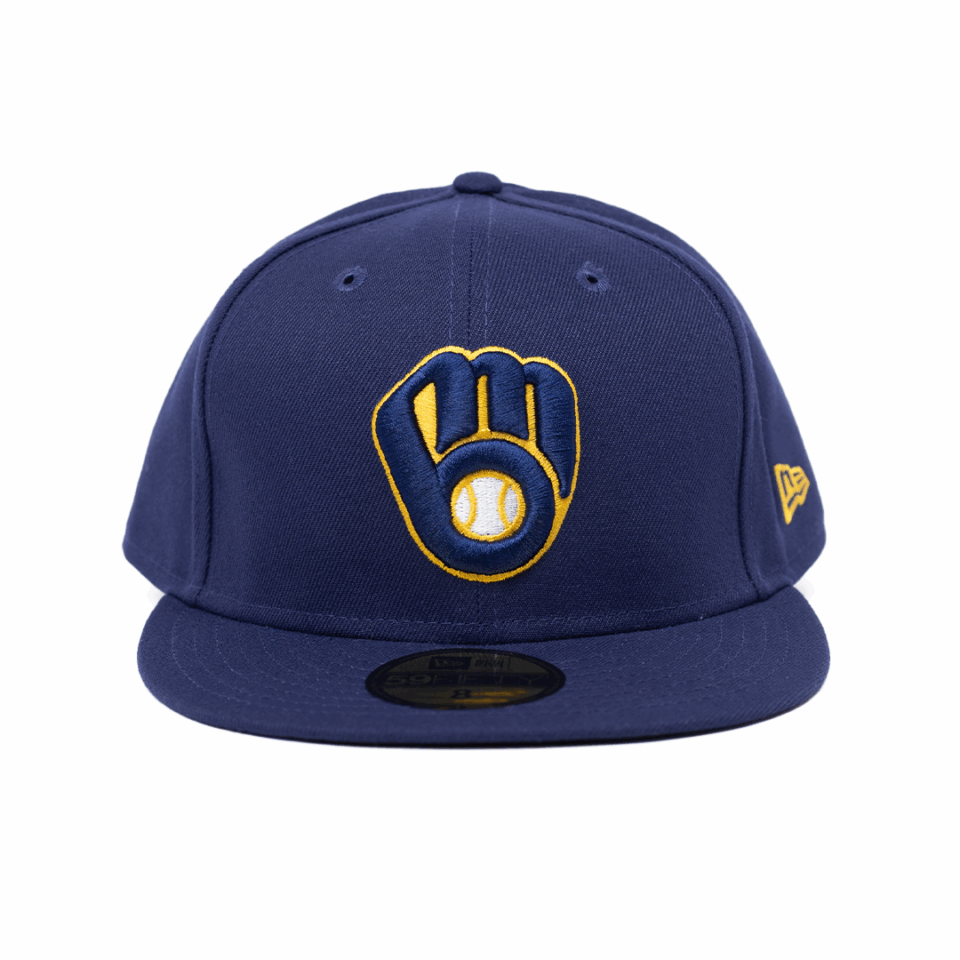 New Era 5950 Milwaukee Brewers Fitted Hat - 'Navy/Yellow'