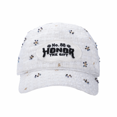 Honor The Gift Beaded 6 Panel Strapback Hat - 'Bone'