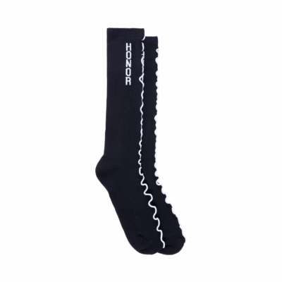 Honor The Gift Embroidery Edge Ribbed Sock - 'Black'