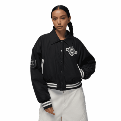 WMNS Jordan Brooklyn Therma-Fit Varsity Jacket - 'Black/Black'