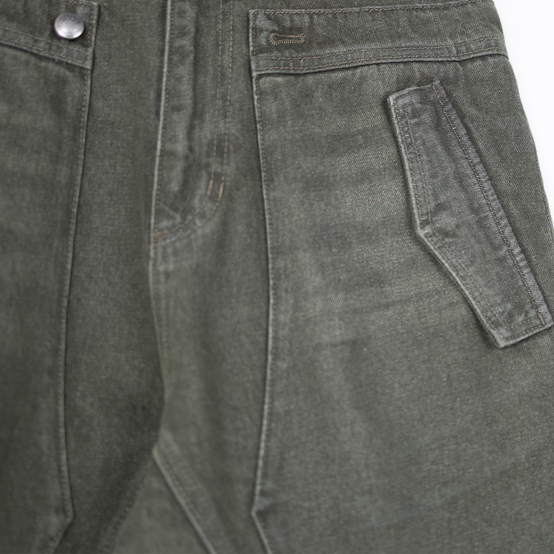 Andersson Bell Raptor Layered Wide Leg Denim - 'Washed Green'