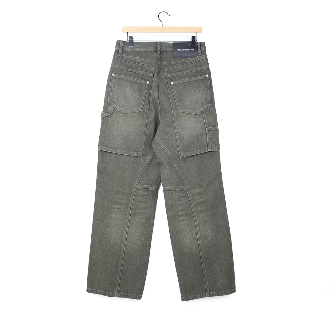 Andersson Bell Raptor Layered Wide Leg Denim - 'Washed Green'
