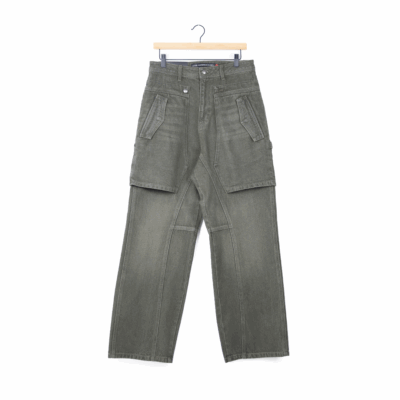Andersson Bell Raptor Layered Wide Leg Denim - 'Washed Green'
