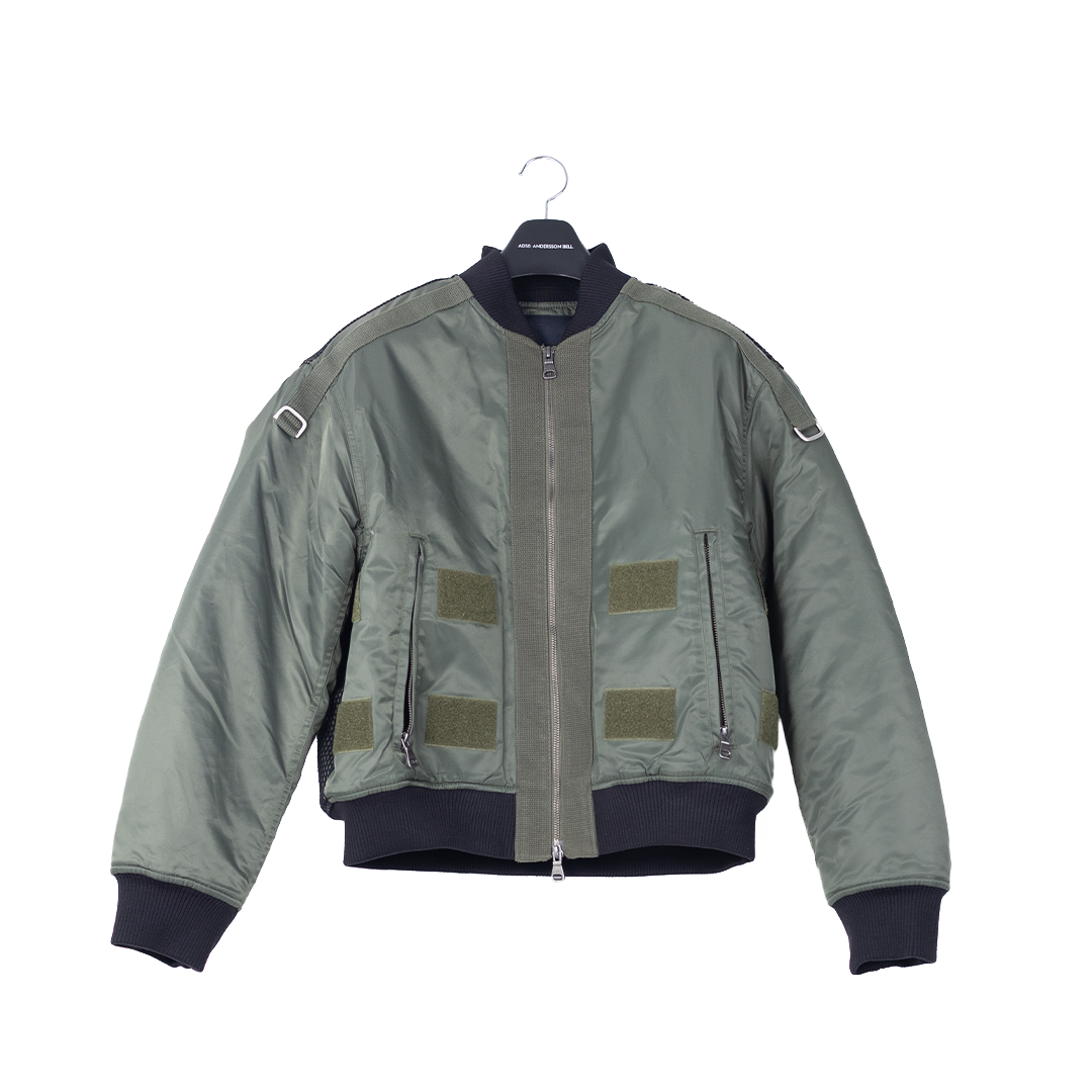 Andersson Bell Flight Layered Washed Bomber Jacket - 'Khaki Green'