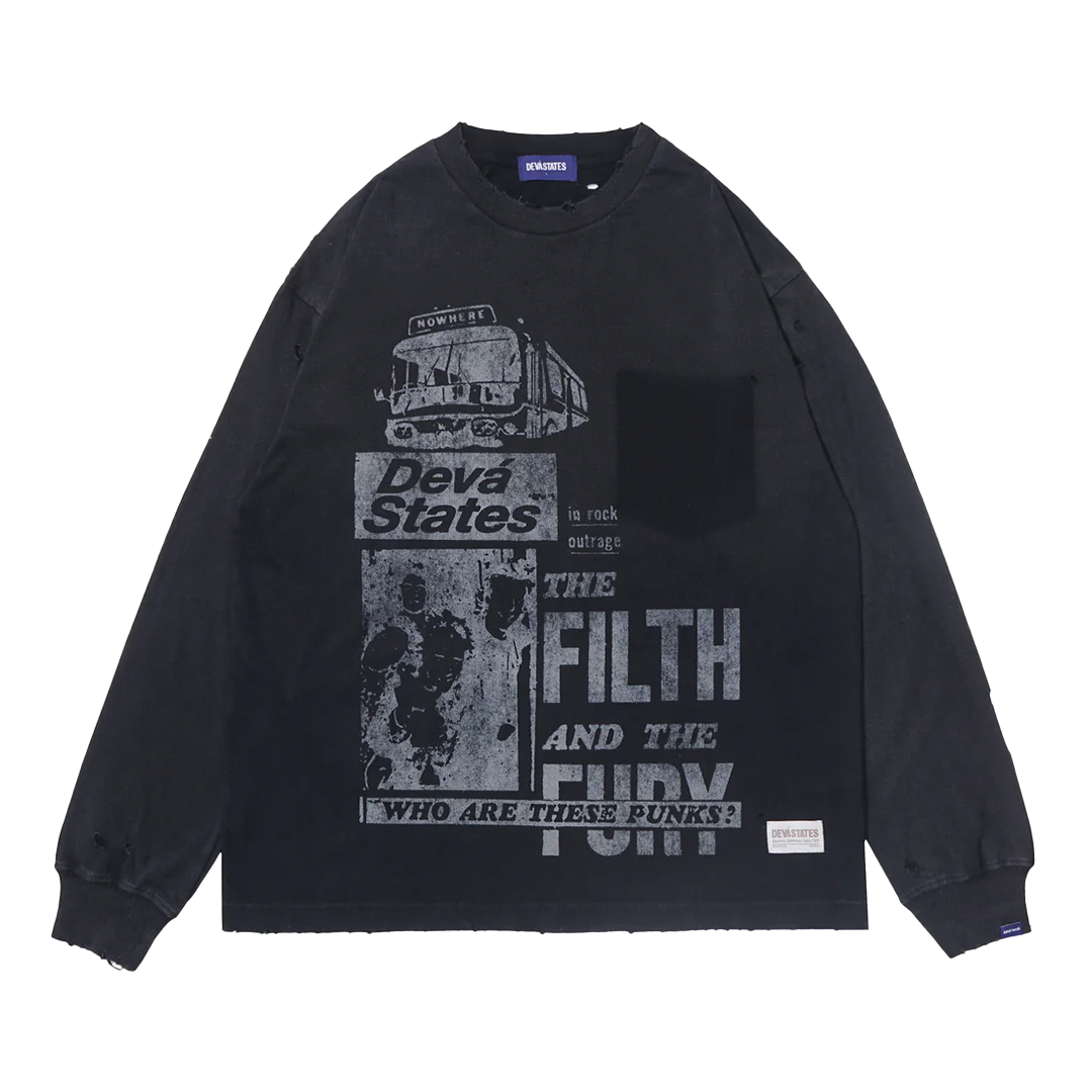 Deva'states Filth L/S Tee - 'Washed Black'