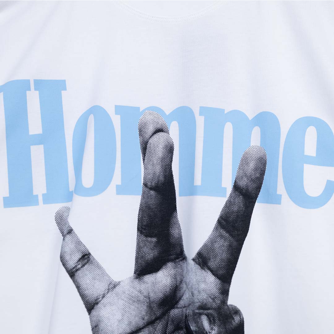 Homme + Femme Twisted Fingers Tee - 'White/Baby Blue'