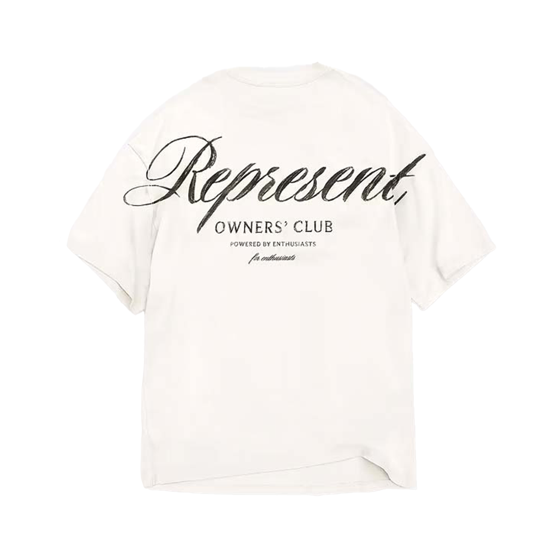 Represent Owners Club Script Tee - 'Flat White'