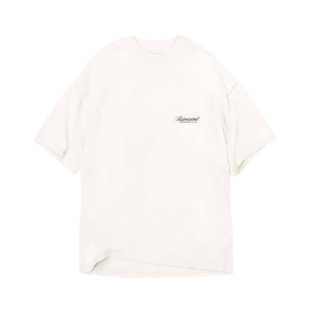 Represent Owners Club Script Tee - 'Flat White'
