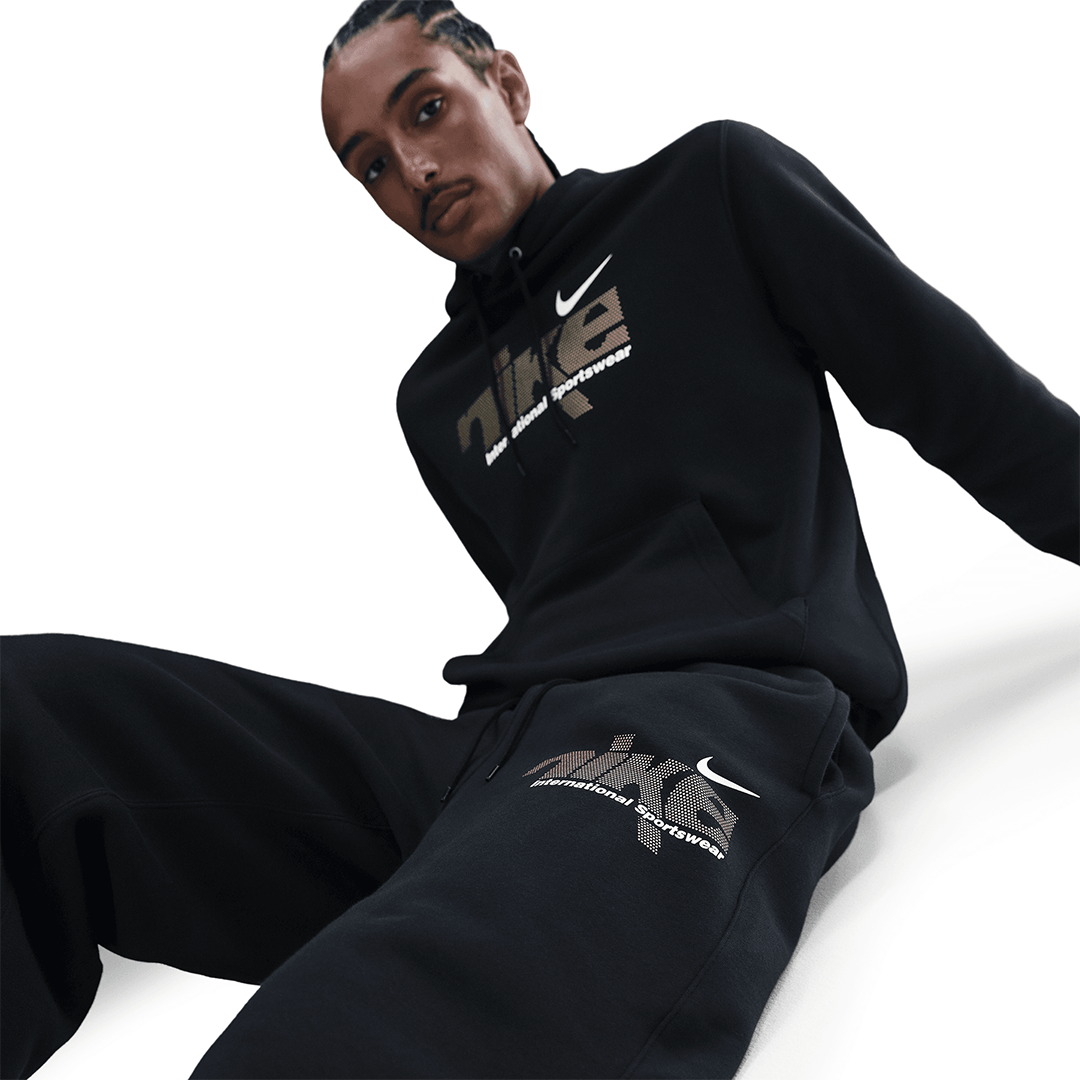 nike sweatpants black and gold